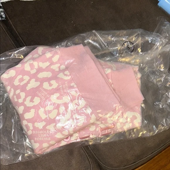 BNIP ASSHOLES LIVE FOREVER PINK LEOPARD HOODIE W/HORNS SMALL - Picture 8 of 8